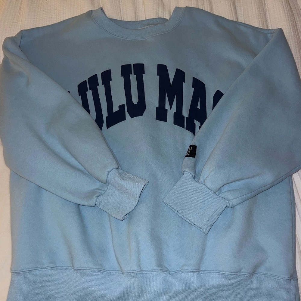 LULU MAC SWEATSHIRT CREWNECK BABY BLUE/NAVY - PUFF SIZE XXL LIKE NEW